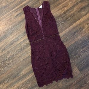 Tobi lei merlot lace bodycon dress